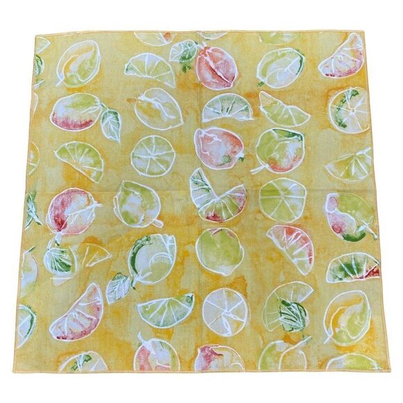 Rose Tree 100% Cotton Cloth Dinner Lemon Lime Fruit Napkins Set of 4 18”x17.5” - Picture 2 of 7